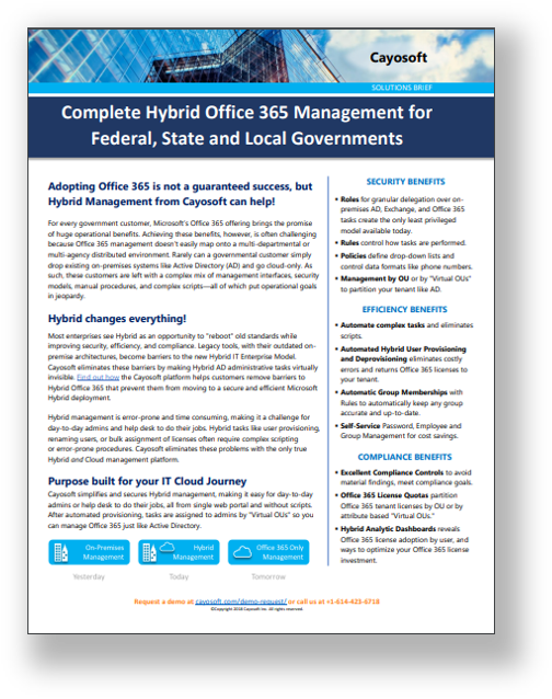Brief - Complete Hybrid Office 365 Management for Federal, State, and Local Gov image Brief - Complete Hybrid Office 365 Management for Federal, State, and Local Gov image